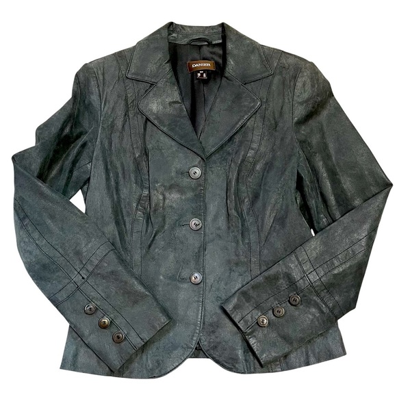 DANIER LEATHER Dark Grey Suede Jacket Blazer. SMALL. Lined. DETAILED - Picture 1 of 7